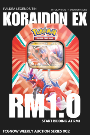 Koraidon ex Paldea Legends Tin (Promo + 4 Booster Packs)