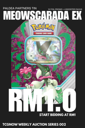 Meowscarada ex Paldea Partners Tin (Promo + 4 Booster Packs)