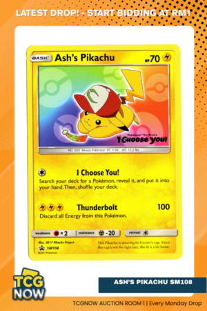 Ash’s Pikachu SM108 #1586 (NM)