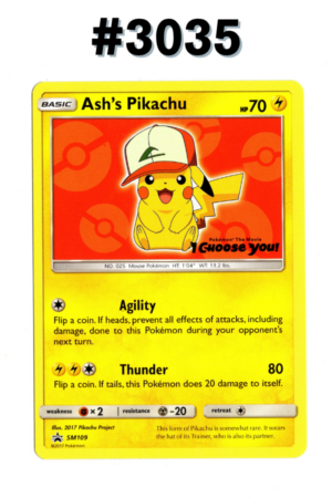 #3035 - Ash's Pikachu – Sun & Moon Promos #SM109