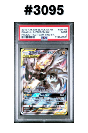 #3095 - [PSA 9] Pikachu & Zekrom GX – Sun & Moon Promos #SM168
