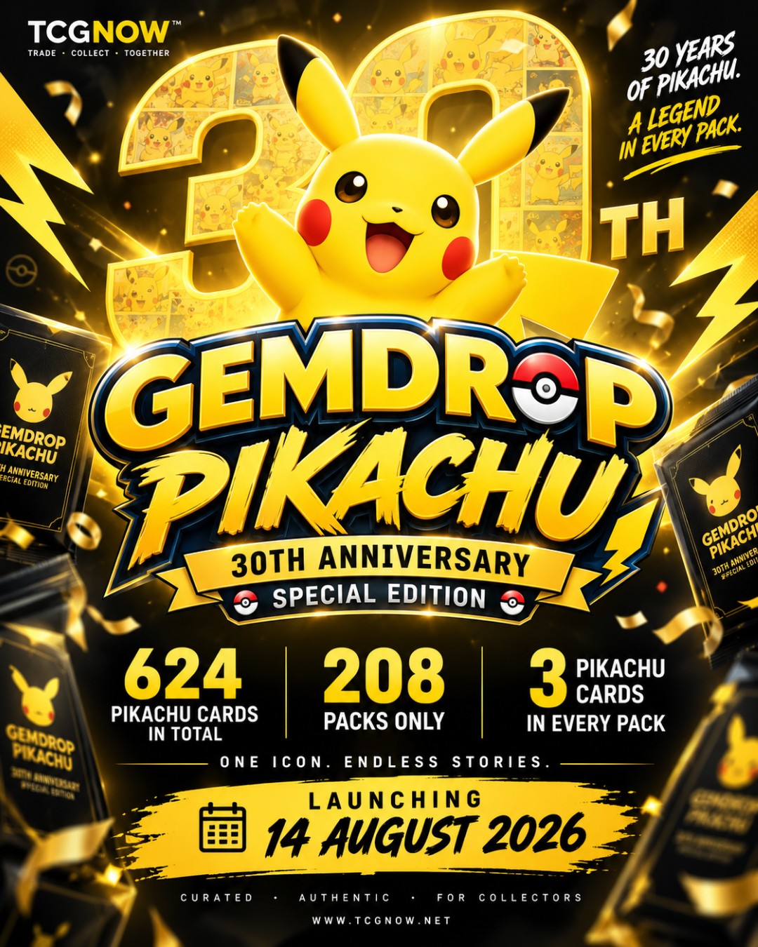 TCGNOW GEMDROP PIKACHU 30TH ANNIVERSARY